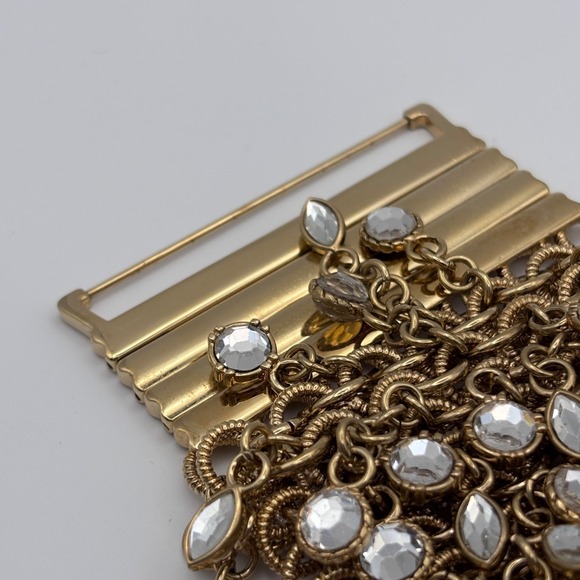 Betsey Johnson Watch Crystal Wide Chain Bracelet Gold Tone Needs Battery - Picture 7 of 12